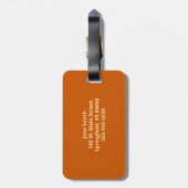 Orange Personalisiert Monogram Initial Luggage Tag Gepäckanhänger (Rückseite vertikal)