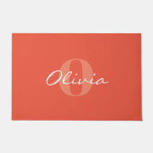 Orange Personalisiert Name Monogram Fußmatte (Vorderseite)