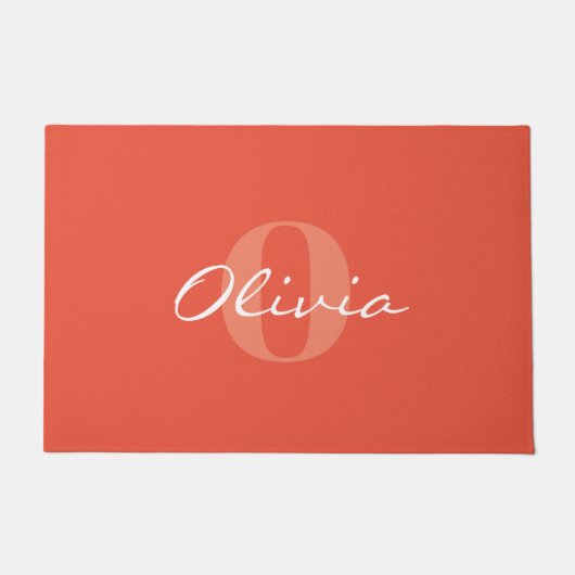 Orange Personalisiert Name Monogram Fußmatte (Vorderseite)