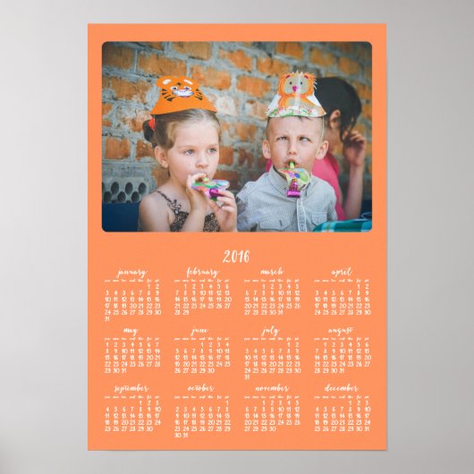Orange Personalisiert Poster Jährlicher Kalender 2 (Vorne)