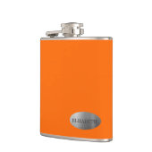 Orange personalisierte Neonbrautjungfer Flachmann (Links)