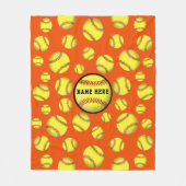 Orange personalisierte Softball-Decken-Änderung Fleecedecke (Vorderseite)