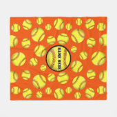 Orange personalisierte Softball-Decken-Änderung Fleecedecke (Vorderseite (Horizontal))