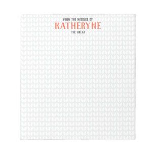 Orange Personalisierte Strick Stitch Notepad Notizblock