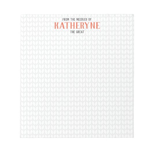 Orange Personalisierte Strick Stitch Notepad Notizblock (Vorderseite)