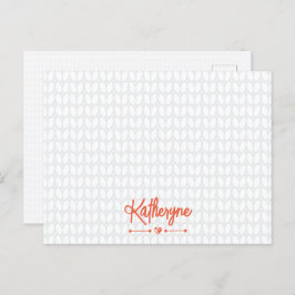 Orange Personalisierte Strick Stitch Postkarte