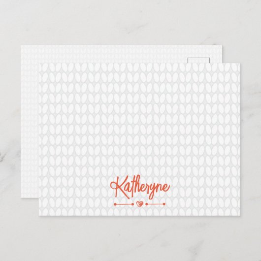 Orange Personalisierte Strick Stitch Postkarte (Vorne/Hinten)