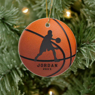 Orange Personalisierter Basketballspieler Weihnach Keramik Ornament