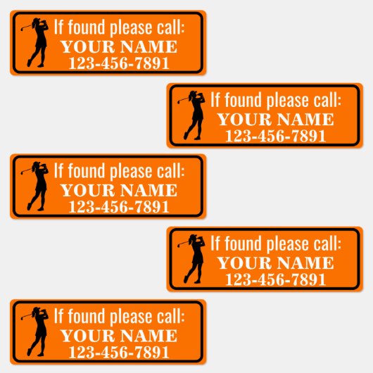 Orange personalisierter Golfschläger Etiketten (Gruppe)