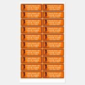 Orange personalisierter Golfschläger Etiketten (Blatt)