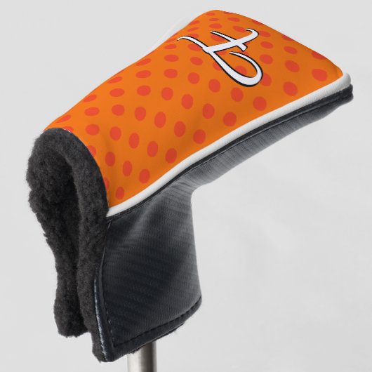 Orange personalize farbige Polka Dots Golf Headcover (3/4 Vorderseite)