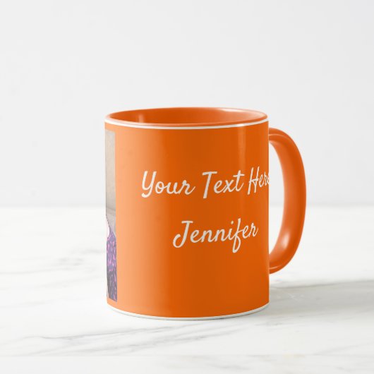 Orange Personalize FOTO TEMPLATE Geschenk Kaffee T Tasse (VorderseiteRechts)