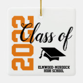 Orange Personalized High School Graduation Keramikornament (Rückseite)
