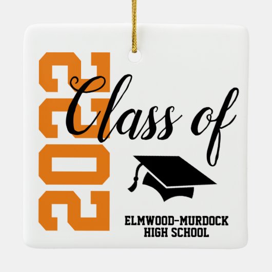 Orange Personalized High School Graduation Keramikornament (Rückseite)