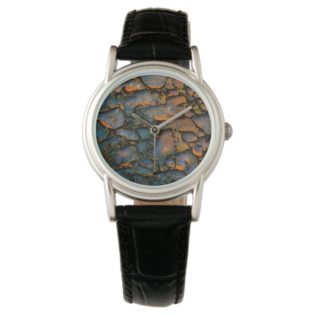 Orange Petrified Dinosaurierknochen Armbanduhr (Vorderseite)
