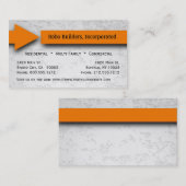 Orange Pfeil-Baugewerbe-Karte Visitenkarte (Vorne/Hinten)