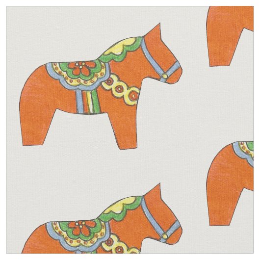 Orange Pferde Fabric Stoff (Nahaufnahme)