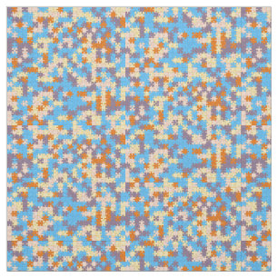 Orange, Pfirsich, Gelb, Blau, Lila Puzzletyp Stoff