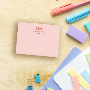Orange Pfirsich Minimale Saubere Initialen Post-it Klebezettel