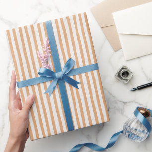 Orange Pfirsich Weiße Streifen Geburtstag Geschenkpapier