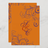 Orange + Pflaumen-Ziermittel Geblüht Einladung (Vorne/Hinten)