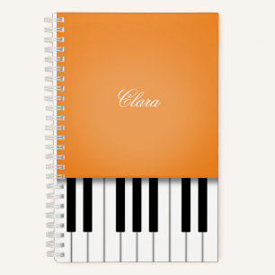 Orange Piano Music Keyboard Personalisiert Notizblock
