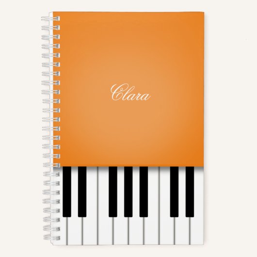Orange Piano Music Keyboard Personalisiert Notizblock (Vorderseite)