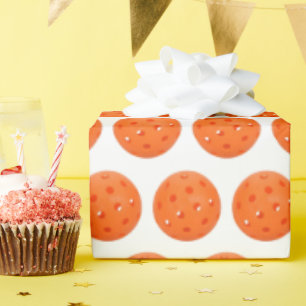 Orange Pickleball auf Weiß Geschenkpapier