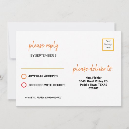 Orange Pickleball B'day + UAWG Einladung (Rückseite)