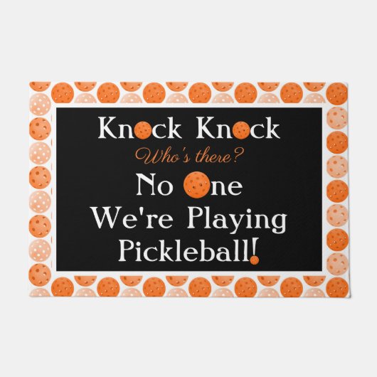 Orange Pickleball Knock Knock Jock Welcome Zuhause Fußmatte (Vorderseite)