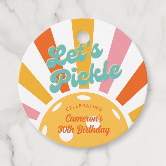 Orange Pickleball: Personalisierter Text anheften Geschenkanhänger (Vorderseite)