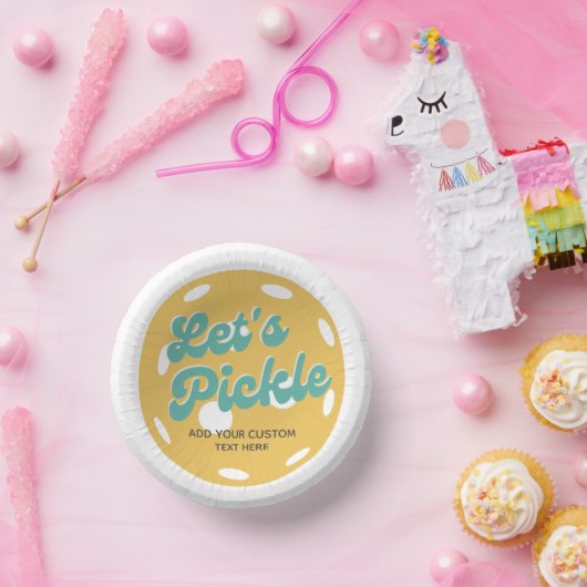 Orange Pickleball: Personalisierter Text anheften Pappteller (Party)