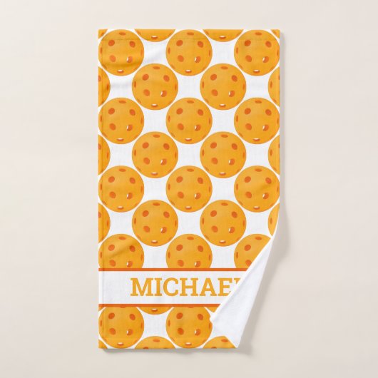 Orange Pickleballs mit benutzerdefiniertem Text Handtuch (Handtuch)