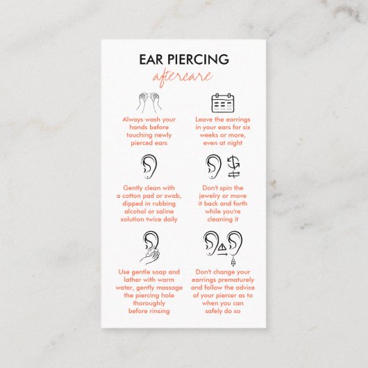 Orange Piercing Design with Personalization Option Visitenkarte (Rückseite)