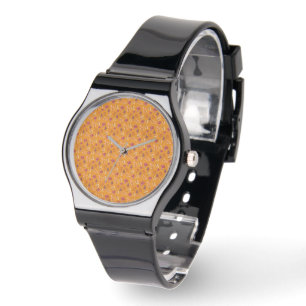 Orange Pilz Muster Silikon Armbanduhr