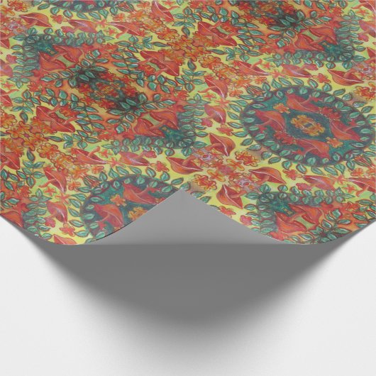 orange Pilzmuster-Packpapier Geschenkpapier (Ecke)