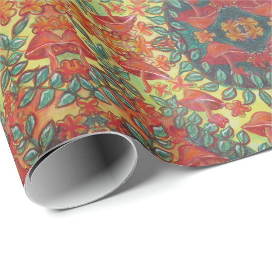 orange Pilzmuster-Packpapier Geschenkpapier (Rolleneckpunkt)