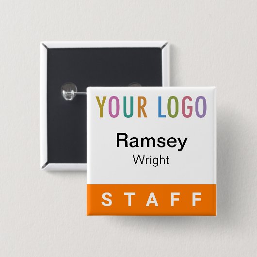 Orange Pinback Abzeichen Event Logo Platz Button (Vorne & Hinten)