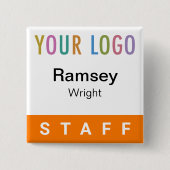 Orange Pinback Abzeichen Event Logo Platz Button (Vorderseite)