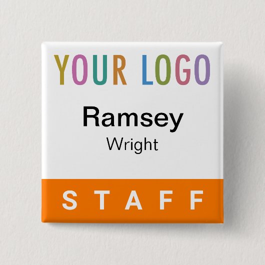 Orange Pinback Abzeichen Event Logo Platz Button (Vorderseite)