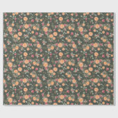 Orange Pine flora Watercolor Holiday green Geschenkpapier (Flach)