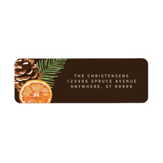 Orange Pinecone Pine Sprig Custom Address Labels (Vorne)