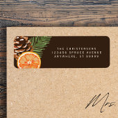 Orange Pinecone Pine Sprig Custom Address Labels