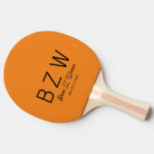 Orange Ping Pong Paddle mit Name & Initialen Tischtennis Schläger (Seitenansicht)