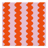 Orange Pink Abstrakt Stripe Groovy Spring Poster (Vorderseite)