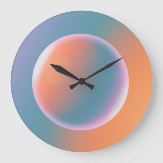 Orange, Pink and Blue Gradient Large Clock Große Wanduhr (Vorderseite)