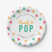 Orange Pink Aquamarin Confetti Bereit zum Pop Kind Pappteller (Vorderseite)