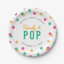 Orange Pink Aquamarin Confetti Bereit zum Pop Kind Pappteller