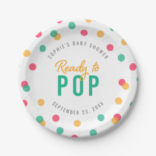 Orange Pink Aquamarin Confetti Bereit zum Pop Kind Pappteller
