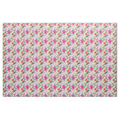 Orange Pink Aquarellfarben Blume Grün Blätter Weiß Stoff (Yard (91,4 cm))